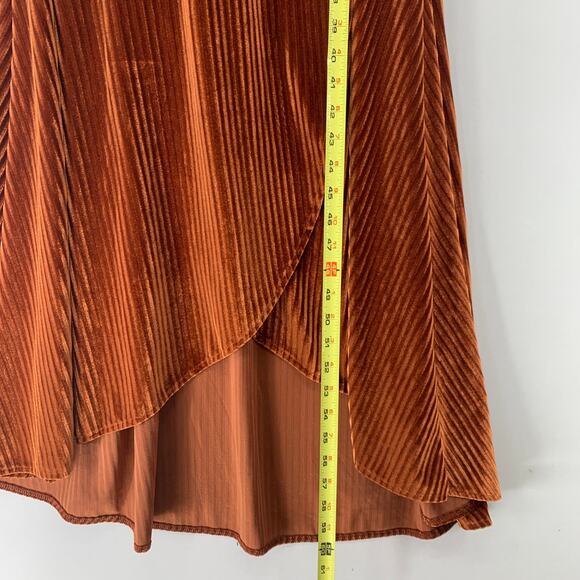 Baltic Born Women Andi Dress M Brown Burnt Orange Velvet Ribbed Wrap - Picture 5 of 10